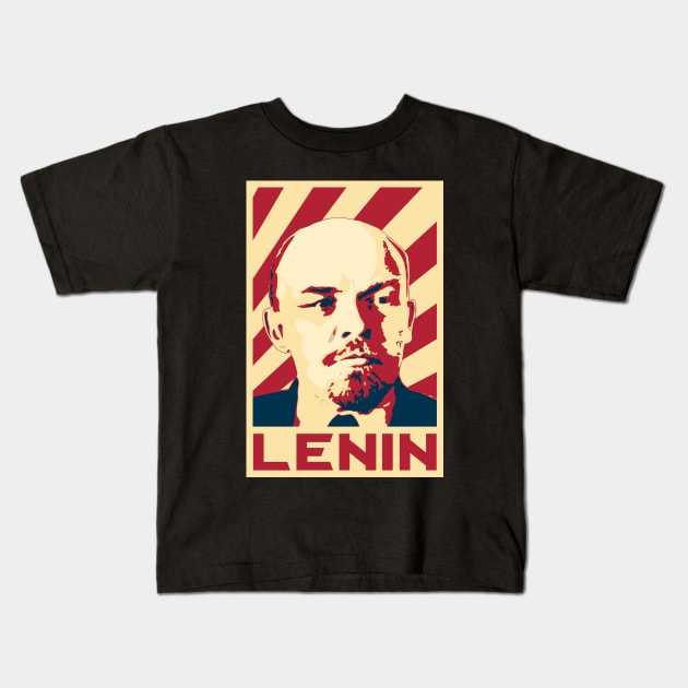 Lenin Retro Propaganda Kids T-Shirt by Nerd_art